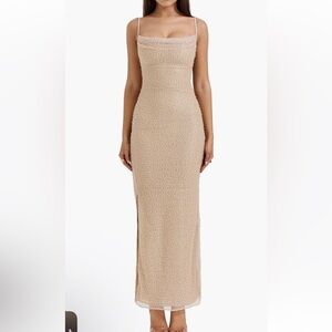 House of CB Calla Beaded Mesh Gown